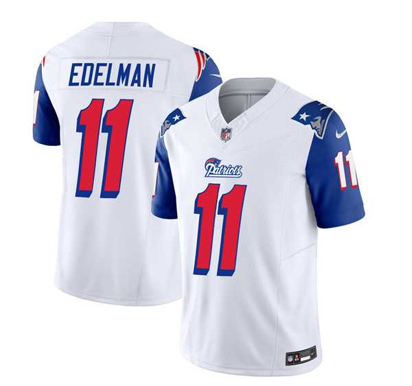 Men & Women & Youth New England Patriots #11 Julian Edelman White Blue 2023 F.U.S.E. Vapor Limited Jersey